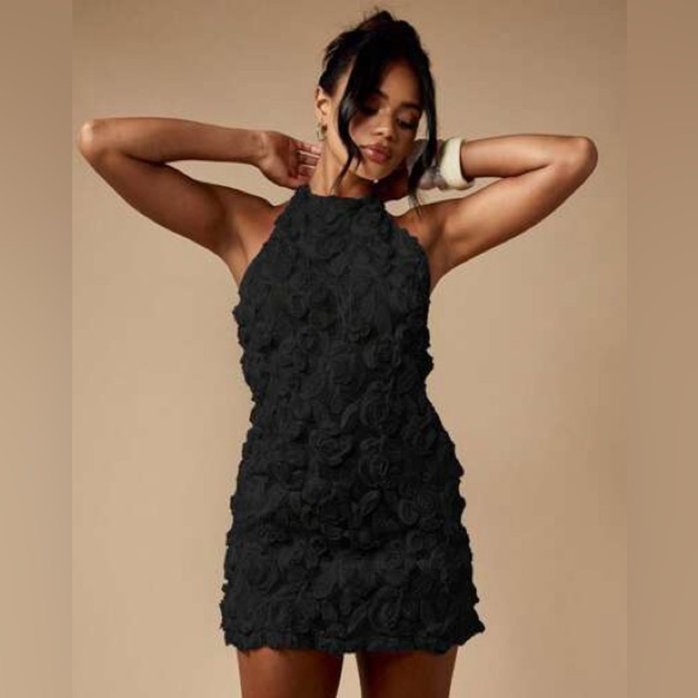Missguided+ Black Textured Mini Dress